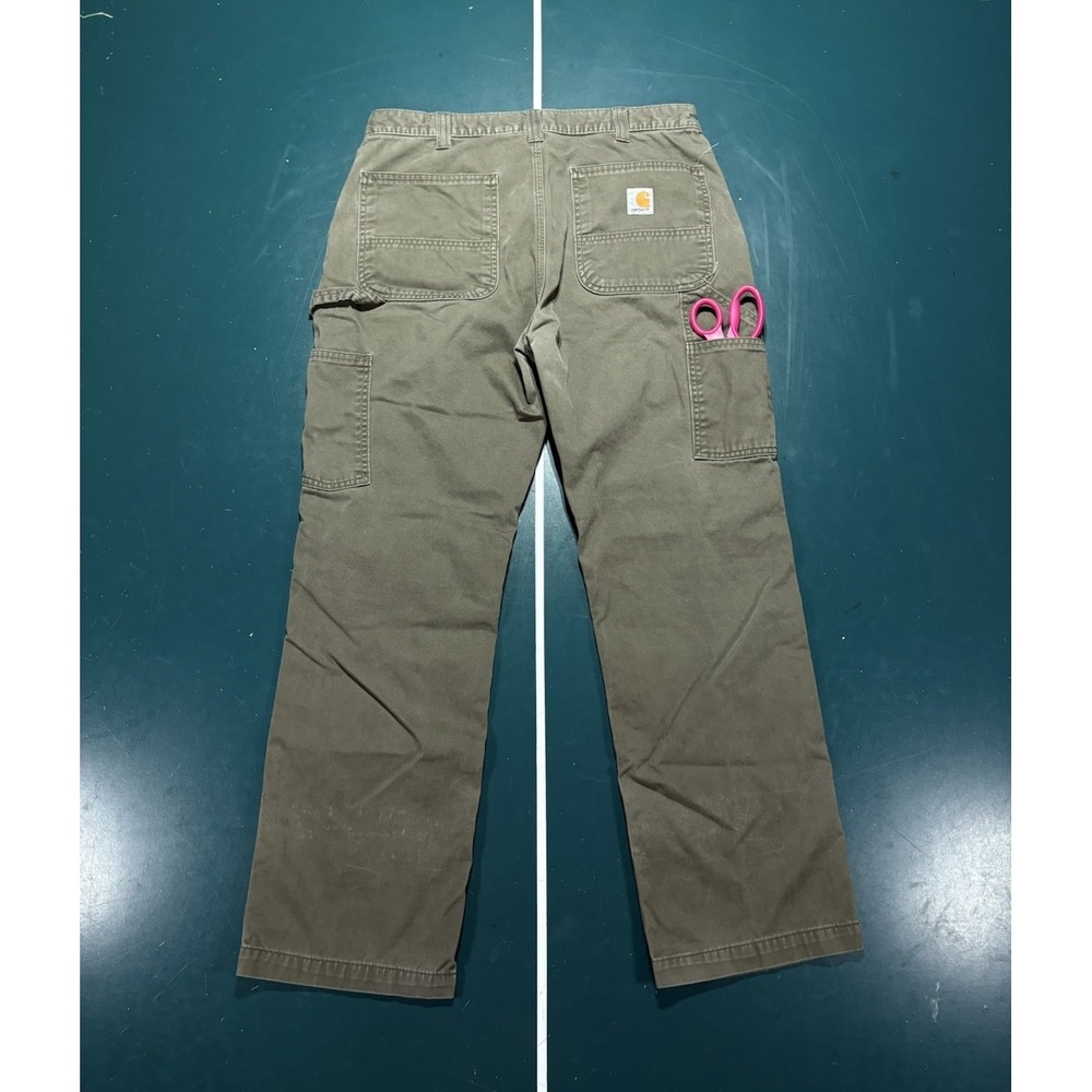 Carhartt Carpenter Pants Men's 34x30 Faded Dark Coffee Brown Relaxed Fit Canvas